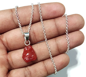 Natural Raw Carnelian <b>Pendant</b> <b>Solid</b> 925 Sterling Silver Handmade Rough Carnelian Gemstone <b>Pendant</b> Necklace Gift Jewelry - Product Image 3