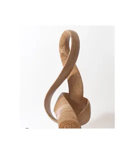 Sculpture en bois moderne artisanale de collection, réalisée par des artisans pour la décoration artistique de la maison, présentation sur table et accent de salon - Product Image 2