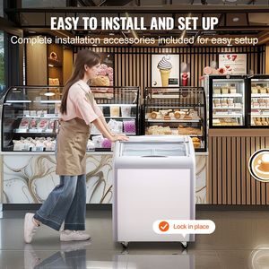 Congelatore Espositore Commerciale per Gelato da 5,4 Cu.ft con Coperchio in Vetro e Congelamento Profondo per Ristoranti e Gelaterie - Product Image 6