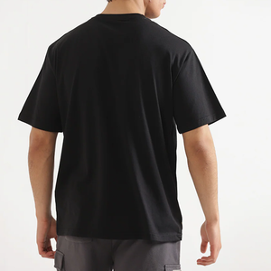Superbe T-shirt en coton noir 100 % coton pour homme, col rond, manches courtes, coupe classique, décontracté, en jersey tricoté uni, teinture unie, vente en gros - Product Image 3