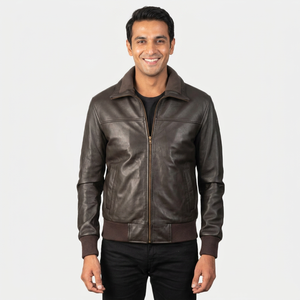 Leather <b>Jacket</b> for <b>Men</b> in Brown Customized Sheep Leather <b>Jacket</b> for <b>Men</b> Quilted Leather <b>jacket</b> for <b>men</b> - Product Image 1