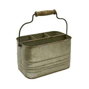 Porte-ustensiles en métal galvanisé avec poignée en bois, support pour couverts et ustensiles de cuisine, organisateur de rangement pour comptoir de cuisine - Product Image 3