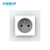 Livolo Soket Daya Dinding Tipe EU Prancis Panel Kaca Kristal Stopkontak Dinding 16A