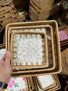 Plateau en rotin et nacre en fibres naturelles pour la décoration intérieure, le rangement et la présentation sur table – Vietnam - Product Image 2