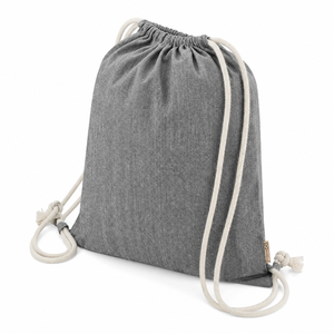 Recycled Cotton <b>Drawstring</b> <b>Backpack</b> 225 GSM Grey 35x40 cm Rope Strap Gym Bag Custom Logo Promotional Wholesale OEM Private Label - Product Image 5