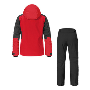 Combinaison de ski unisexe Everytricker imprimée rouge légère avec capuche, imperméable 10000 mm, ensemble de vêtements de neige en polyester, pantalon noir à fermeture éclair - Product Image 2