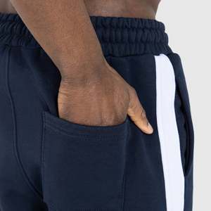 <b>Men's</b> <b>Navy</b> Blue Cotton Sweatpants Elastic Waist Drawstring Casual <b>Joggers</b> Side Pockets Midweight Knitted Autumn Wear - Product Image 4