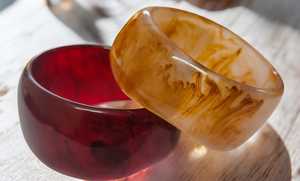 MN Exports Resin Bangle <b>Bracelet</b> Set Amber <b>Red</b> Marbled Pattern Unisex Gift Islamic Fashion Jewelry - Product Image 5