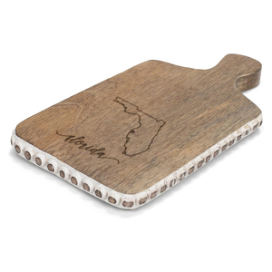 Mini planche à découper de service en bois perlé gravée en Floride avec poignée Présentation du design d'élégance et préparation des aliments sans effort - Product Image 2