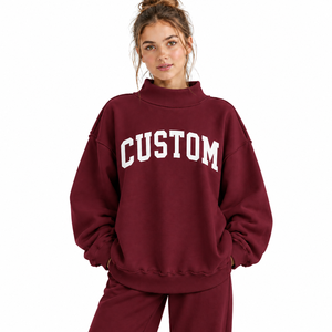 Sudadera Moderna para Mujer, Cuello Alto Informal, Holgada, Manga Larga, Hombros Caídos, Diseño Casual, Suave, para Uso Diario - Product Image 3
