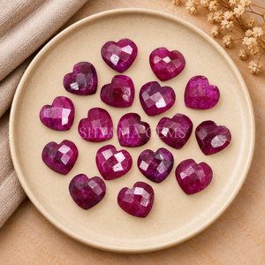 Cuentas de Corindón Rubí Facetadas en Forma de Corazón de 10 mm, Piedras Sueltas para Joyería, Colgante, Suministros para Manualidades, Accesorio de Cristal Rojo - Product Image 5