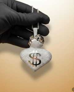 Colgante Dvars Diamond Hip Hop con Símbolo de Dólares, Bolsa de Dinero de Lujo, Chapado en Oro de 18K, Plata 925, con Moissanita Brillante VVS, Estilo Rapper, Certificado GCI IDGL - Product Image 5