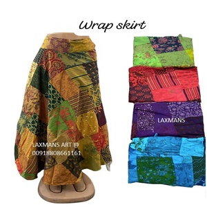 กระโปรงยาวพิมพ์ลายปะต่อผ้าฝ้ายกระโปรงปะแบบโบฮีเมียนกระโปรงผ้าฝ้ายแบบปะติดกระโปรงยาวสไตล์โบฮีเมียนอินเดีย - Product Image 1