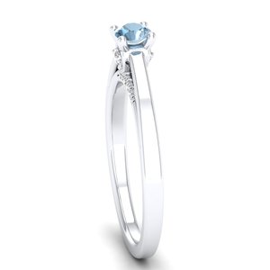 Bague solitaire REYES en argent sterling 925 de haute qualité avec pierre précieuse aigue-marine et moissanite pour femme, certifiée GRA, bijoux fins - Product Image 3