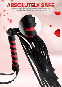 Fouets en cuir de petite taille pour fessées, bondage, fouet de dressage, jouets exotiques pour adultes, fouets en cuir à pompons dispersés - Product Image 3