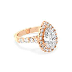 Bague de fiançailles REYES personnalisée en or rose 14 carats avec halo de moissanite pour femme, bijoux fins de haute qualité certifiés GRA pour femme - Product Image 3