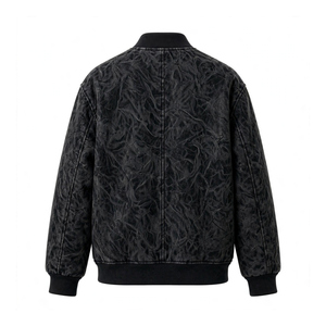 Blouson universitaire en cuir noir texturé, style vintage, design attrayant, coupe oversize, épais, personnalisable pour homme - Product Image 2