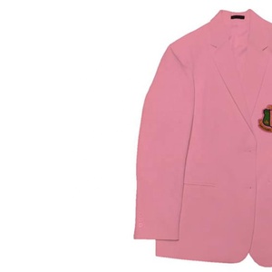 Pink Women's Blazer With Embroidered Crest Notched Blazer Women Elegant Fashion <b>Jacket</b> with Embroidered Detail Formal Apparel - Product Image 4