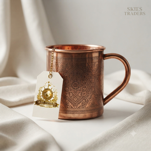 Engraved Floral Pattern Pure Copper <b>Moscow</b> <b>Mule</b> <b>Mug</b> Vintage Style Wholesale Metal Drinkware Cocktail Beer Tumbler Cup - Product Image 1