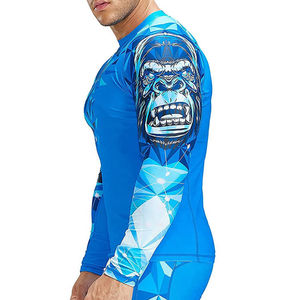 Custom Men's Sublimation <b>Compression</b> Rash Guard Long Sleeve Top Digital Print 100% Polyester 160g Front Gym Training <b>Shirt</b> - Product Image 6