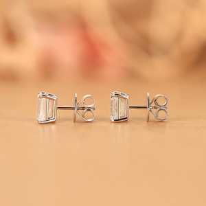 Luxury <b>Emerald</b> Cut Diamond <b>Stud</b> <b>Earrings</b> 10K Solid Gold 1.01CT Lab Grown For Unisex Promise Gift For Wedding Party Occasion - Product Image 4