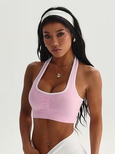 Camisola Deportiva para Mujer con Busto Fruncido, Banda Elástica Inalámbrica Debajo del Busto, Ropa Interior Deportiva, Copas Extraíbles, Chaleco de Yoga y Entrenamiento - Product Image 2