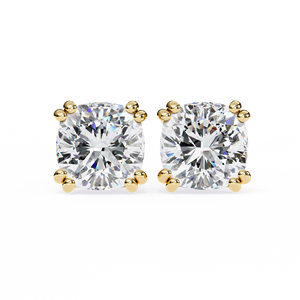 Boucles d'oreilles uniques à 4 griffes, serties de diamants de laboratoire taille coussin E VS 1 carat chacun, en or 14K, certifiées IGI, idéales pour cadeau, fête et anniversaire - Product Image 1