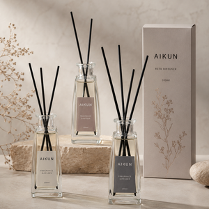 AIKUN กล่องน้ำหอมแก้วทรงสี่เหลี่ยมฐานหนา กลิ่นหอม ขายส่ง พร้อมก้านไม้หอม สำหรับงานแต่งงาน - Product Image 2