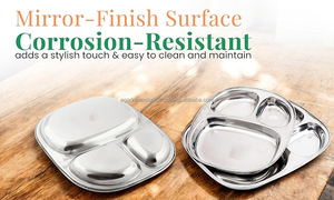 Assiette à dîner en métal avec compartiment |   Thali en acier inoxydable extra poli pour usage domestique et commercial |   Prix d'usine pas cher - Product Image 5
