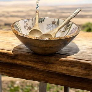Dernier modèle de bols de service à salade modernes jetables en bois de manguier et d'acacia, vaisselle de fête, prix de gros usine - Product Image 2