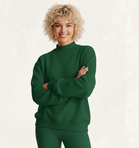 Women's Soft Cotton Mockneck Winter Autumn Streetwear <b>Jumper</b> Breathable Custom Embroidered Fleece Oversized <b>Pullover</b> - Product Image 2