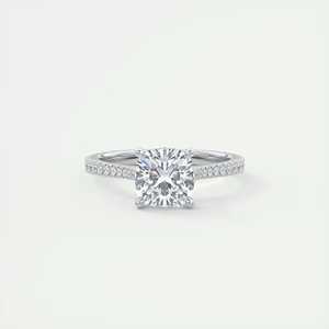 แหวนหมั้นทรงคุชชั่นคัทแบบซ่อนฮาโล ประดับเพชรแล็บโกรว์ 2.50 กะรัต ตัวเรือนทองคำขาว 14k แบบ Cathedral Setting - Product Image 4