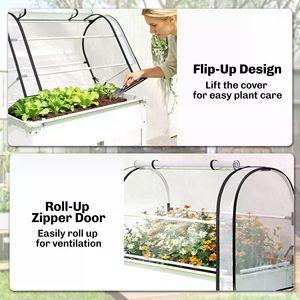 Indoor Garden Bed with Mini Greenhouse Tempered Glass and Polycarbonate Steel and Wood <b>Frame</b> for <b>Plant</b> Growing and Growth - Product Image 2