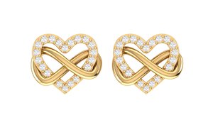 14k 18k Natural Round Diamond Heart <b>Stud</b> <b>Earrings</b> Fine Jewelry Luxury Solid <b>Gold</b> Heart <b>Studs</b> For Women Gift Wholesale Supplier - Product Image 2