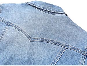 Men's Denim <b>Jacket</b> Light Blue Stonewashed Cotton Button Closure Casual Autumn Wear Regular Fit Topstitch Detail - Product Image 2