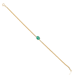 Minimal Simple Everyday Wear Design K14 Yellow Gold Real Emerald Curb Link Chain Solitaire <b>Gemstone</b> <b>Bracelet</b> Gift For Her - Product Image 5