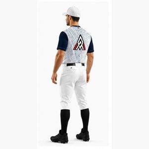 Uniforme de Béisbol Personalizado de Primera Calidad, Jersey a Rayas Blanco y Azul Marino para Hombre, Transpirable, de Poliéster, Talla Adulto, Servicio OEM - Product Image 4
