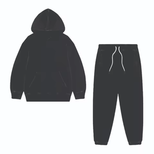 Ensemble de survêtement en molleton orange pour homme, sweat-shirt à capuche et pantalon de jogging, deux pièces, vêtements de sport d'hiver - Product Image 4