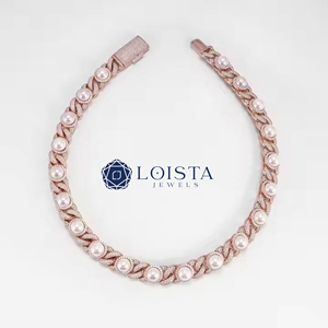 Women's Rose Gold Plated Diamond <b>Statement</b> <b>Necklace</b> Geometric Link Chain Luxury Wedding Gift Jewelry - Product Image 1