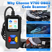 Nuevo Escáner OBD2 V700 de Sistema Completo, Herramienta de Diagnóstico Automotriz Profesional, Lector de Códigos de Error de Motor para Todos los Vehículos de 12V