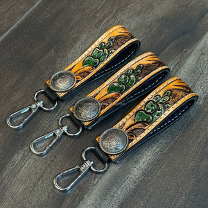 Porte-clés promotionnel de poignet en cuir usiné à la main porte-clés en cuir véritable de haute qualité cadeau de promotion de Concho en métal - Product Image 4