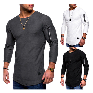 T-shirts décontractés en coton pour hommes, col montant, sergé, logo personnalisé, marque privée, impression personnalisée pour l'extérieur, vente en gros, vêtements OEM ODM - Product Image 2
