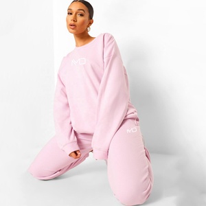 Conjunto deportivo de 2 piezas para mujer, estilo sencillo, 220 g/m², sudadera con capucha de poliéster y pantalones deportivos tipo jogger, en stock. - Product Image 3