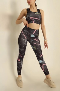 Women's Yoga Set Geometric Print Racerback <b>Crop</b> <b>Top</b> High Waist Leggings Full Length Spandex Polyester Four-Way Stretch - Product Image 4