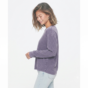 T-shirt oversize délavé pour femme, à manches longues, col rond, coupe ample, style streetwear d'été - Product Image 4