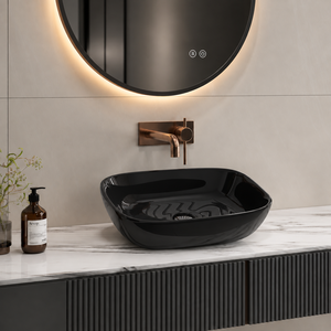Lavabo de salle de bain moderne en céramique rectangulaire à poser sur comptoir, à trou unique, écologique et facile à nettoyer - Product Image 1