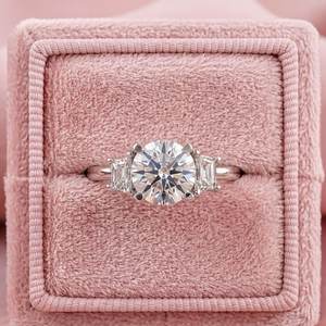 Round Cut Lab Grown Three Stone <b>Engagement</b> Art Deco Anniversary <b>Engagement</b> <b>Ring</b> Bridal Jewelry <b>Unique</b> Gift For Her - Product Image 4