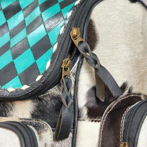 Famous Brand Designer Luxury Hand Tooled Checkered Leather Backpack Cowhide Travel Sport Backpacks With Wallet Combo <b>Set</b> - Product Image 4