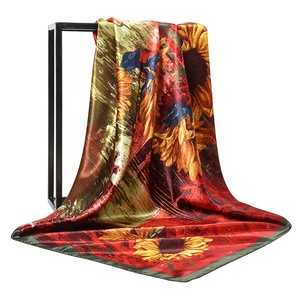 Sciarpa Quadrata Grande in <span class=keywords><strong>Seta</strong></span> Satinata con Motivo di Foglie Tropicali Rosse Personalizzata per Donna, Moda Estiva, Coprispalle, Hijab, Scialle - Product Image 3