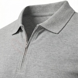 Chemise décontractée pour homme en piqué 100 % polyester bleu marine à manches courtes, respirante, infroissable, coupe classique, design tricoté uni - Product Image 4